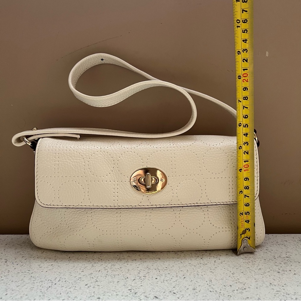 Kate Spade New York Leather Off White Cream Perforated Shoulder Bag Purse - Picture 14 of 16